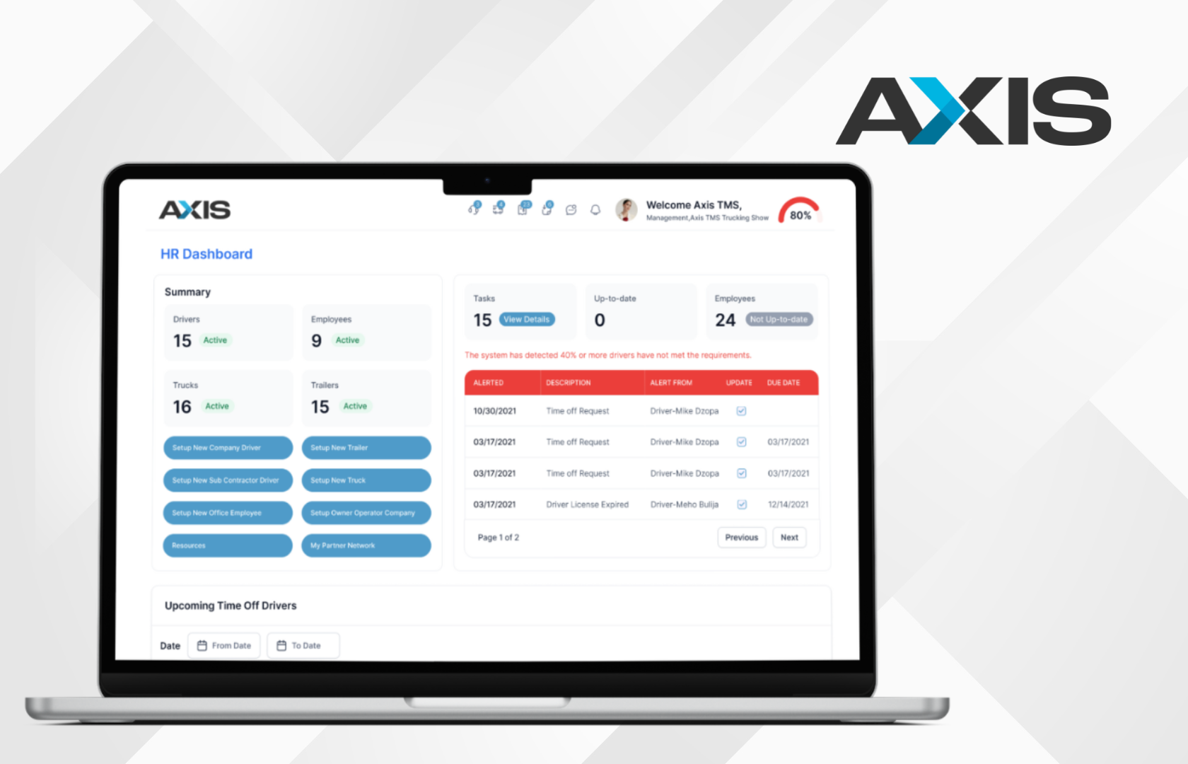 screenshot of Axis TMS